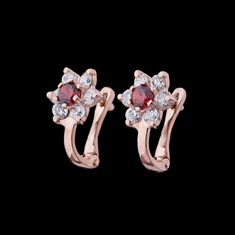 Золоті сережки з фіанітами с04334 від ювелірного магазину Онікс