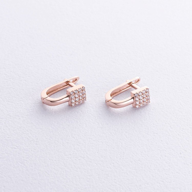 Золотые серьги с фианитами с07295 от ювелирного магазина Оникс