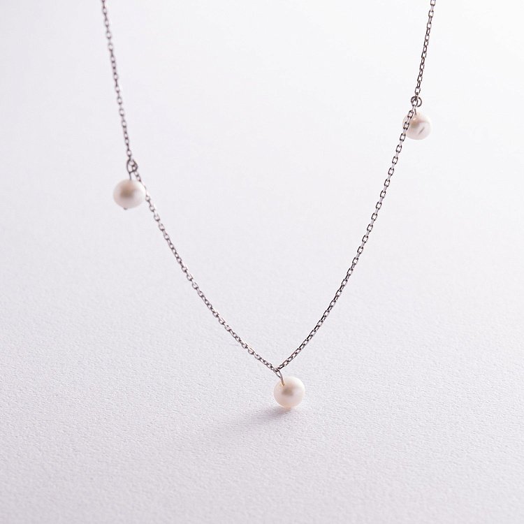 Кольє з перлами (біле золото) кол02399 від ювелірного магазину Онікс