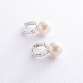 Серебряные серьги с искусственным жемчугом 122758