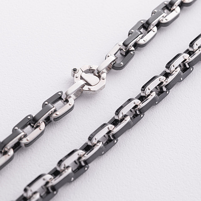 Чоловічий срібний ланцюжок (кераміка, фіаніти) 1728 №2