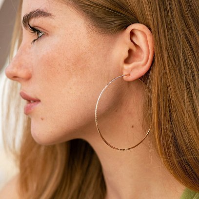 Серьги - кольца в красном золоте с08624 №3