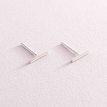 Срібні сережки-пусети в стилі мінімалізм 122489 №3