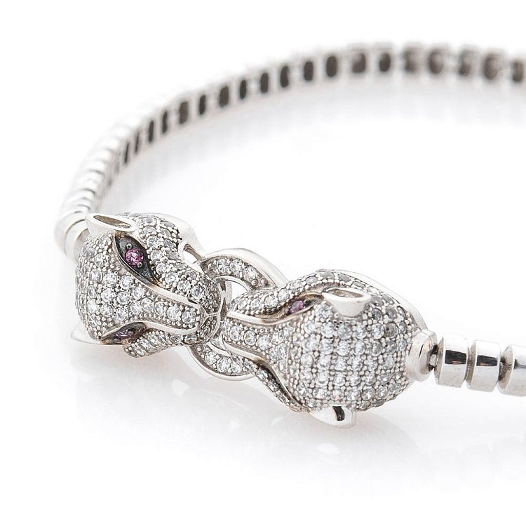 Золотой браслет "Пантеры" с фианитами б02701 от ювелирного магазина Оникс - 4