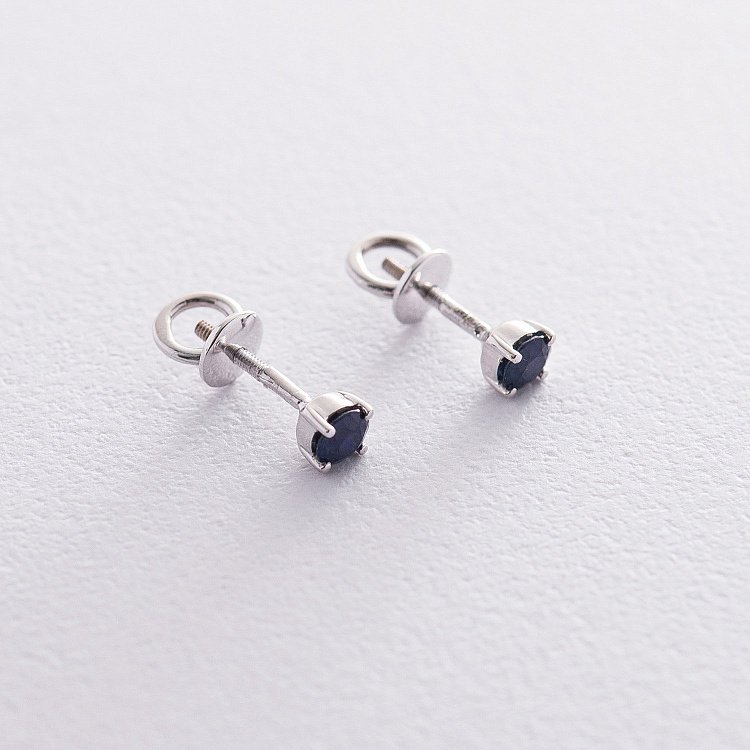 Золоті сережки - пусети з сапфірами ссд2-154 від ювелірного магазину Онікс