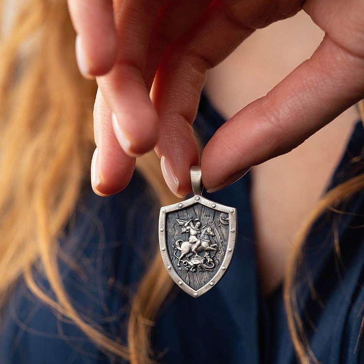 Серебряный кулон "Георгий Победоносец" 133208 от ювелирного магазина Оникс - 3