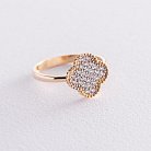 Золотое кольцо "Клевер" с фианитами к04855 от ювелирного магазина Оникс