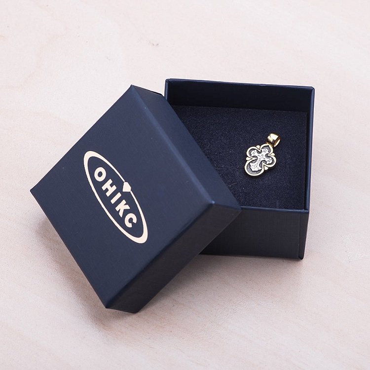 Срібний дитячий хрестик "Так Воскресне Бог" з позолотою 13692 від ювелірного магазину Онікс - 5