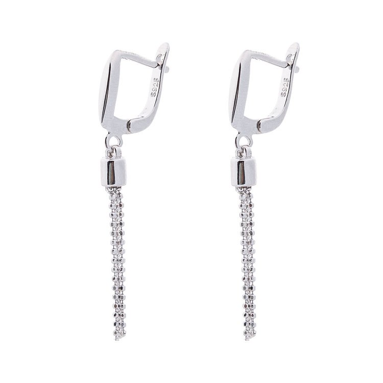 Серебряные серьги без камней 122250 от ювелирного магазина Оникс