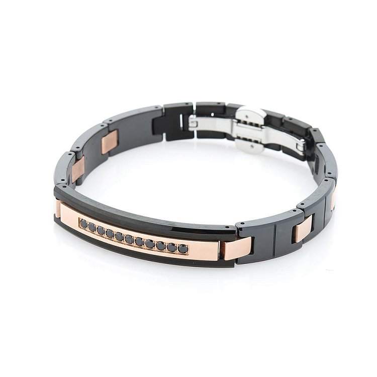 Мужской браслет с черной шпинелью ZANCAN EHB005B от ювелирного магазина Оникс