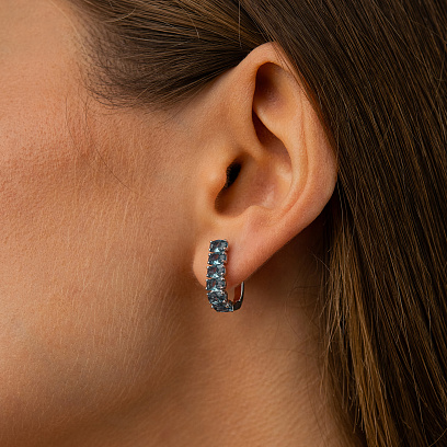 Серебряные серьги (кварц London Blue) 2483/1р-QLB №2