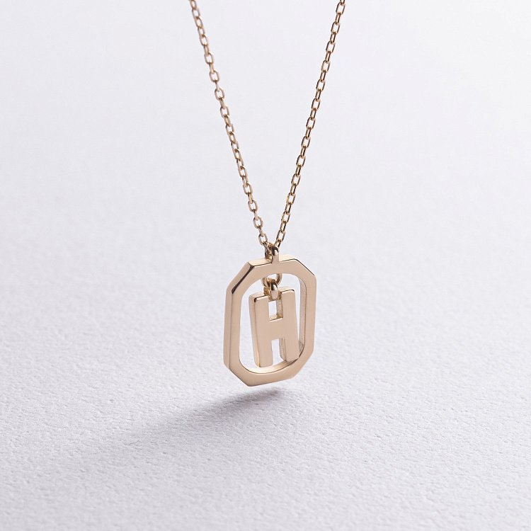 Колье с буквой "Н" в желтом золоте кол02463н от ювелирного магазина Оникс