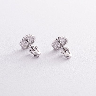 Серьги - пусеты "Ракушки" в белом золоте с08471 №3