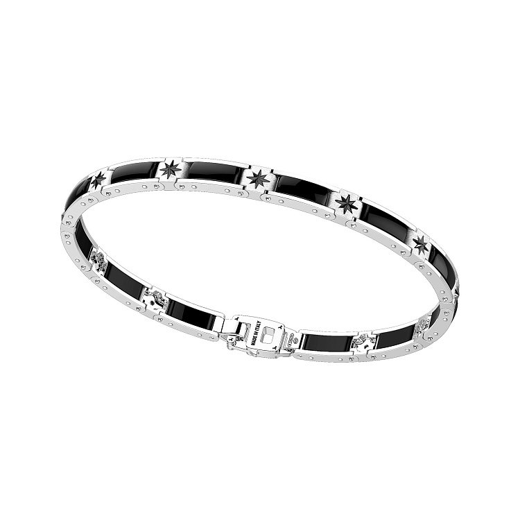 Мужской браслет из серебра и керамики ZANCAN KXB047-N от ювелирного магазина Оникс