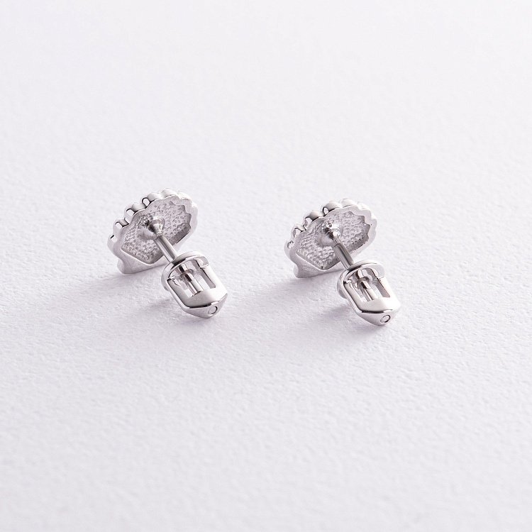 Серьги - пусеты "Ракушки" в белом золоте с08471 от ювелирного магазина Оникс - 3