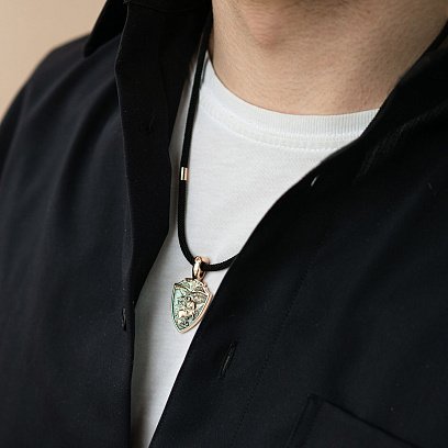 Золотий кулон "Св. вмч. Георгій Переможець. Св. блгв. кн. Олександр Невський. Архангел Михаїл" п03816 №2