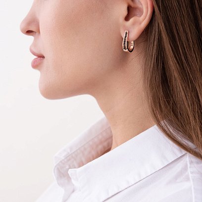 Золотые серьги с черными фианитами с07399 №2