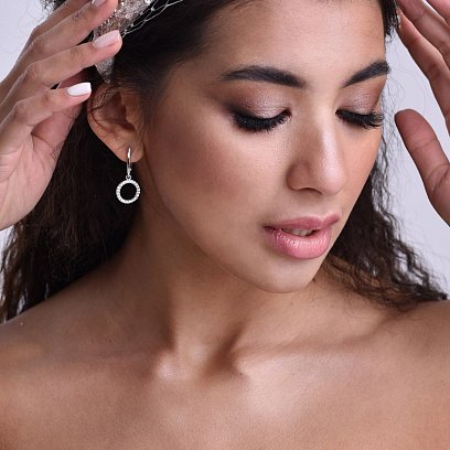 Серебряные серьги "Круговорот" (фианиты) 122904 №2