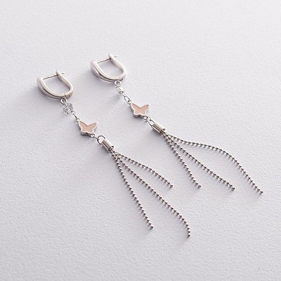 Срібні сережки з метеликами 122614