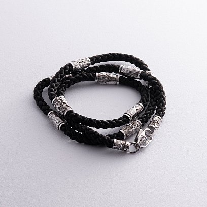 Православный шелковый шнурок с серебряной застежкой 948