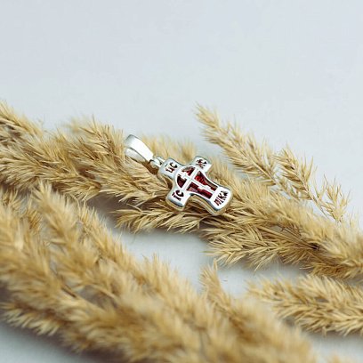 Серебряный крестик с эмалью 132701 №7