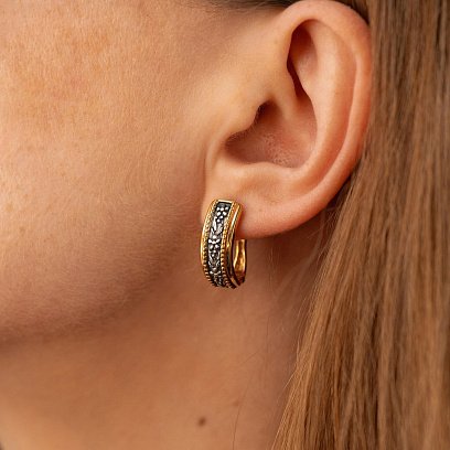 Срібні сережки "Квіточки" з позолотою 122793 №4