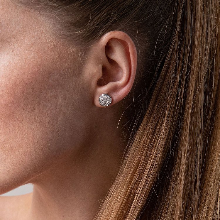 Золоті сережки - пусети з діамантами 102-10068/2 від ювелірного магазину Онікс - 1