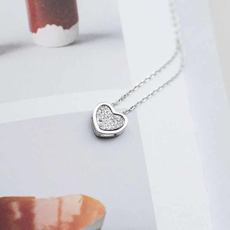 Срібне кольє з сердечком (фіаніти) 18648 від ювелірного магазину Онікс - 7