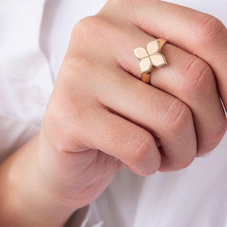 Золотое кольцо "Клевер" к06371 от ювелирного магазина Оникс - 4