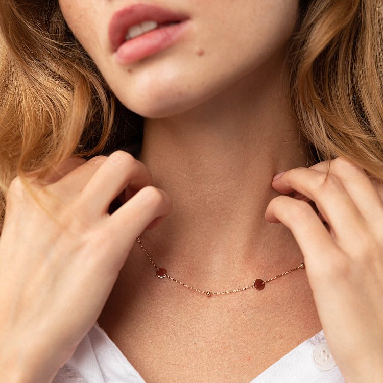 Золотое колье "Монетки и шарики" кол02257 от ювелирного магазина Оникс - 5