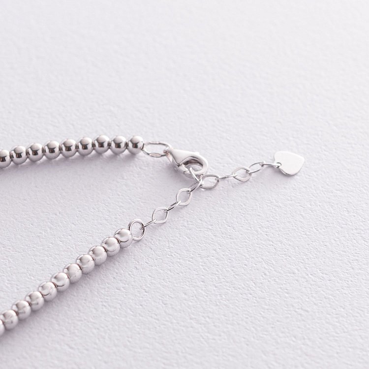 Браслет "Шарики" в белом золоте (черные фианиты) б04702 от ювелирного магазина Оникс - 2