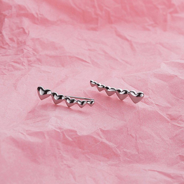 Золоті сережки - клаймбери "Сердечка" с06300 від ювелірного магазину Онікс - 3