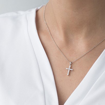 Золотой крестик (бриллиант) пб0145ri №2