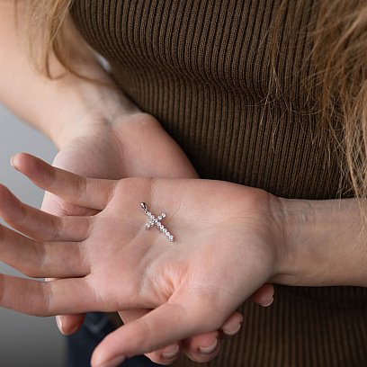 Золотой крестик (бриллиант) пб0163ri №9