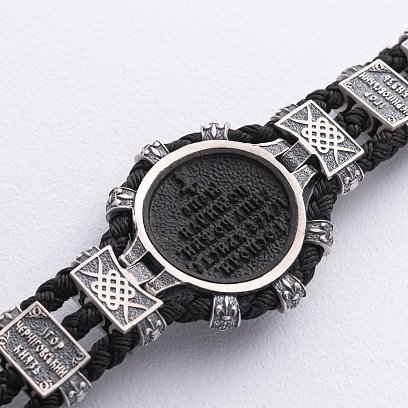 Серебряный браслет "Спас Нерукотворный" (эбеновое дерево) 1318 №7