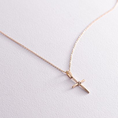 Золоте кольє "Хрестик" з фіанітами кол02194 №2
