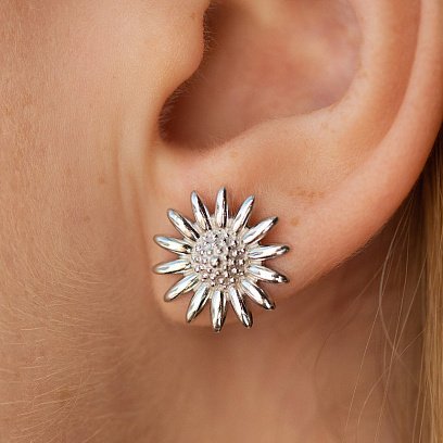 Сережки - пусети "Соняшники" у білому золоті с08672 №4