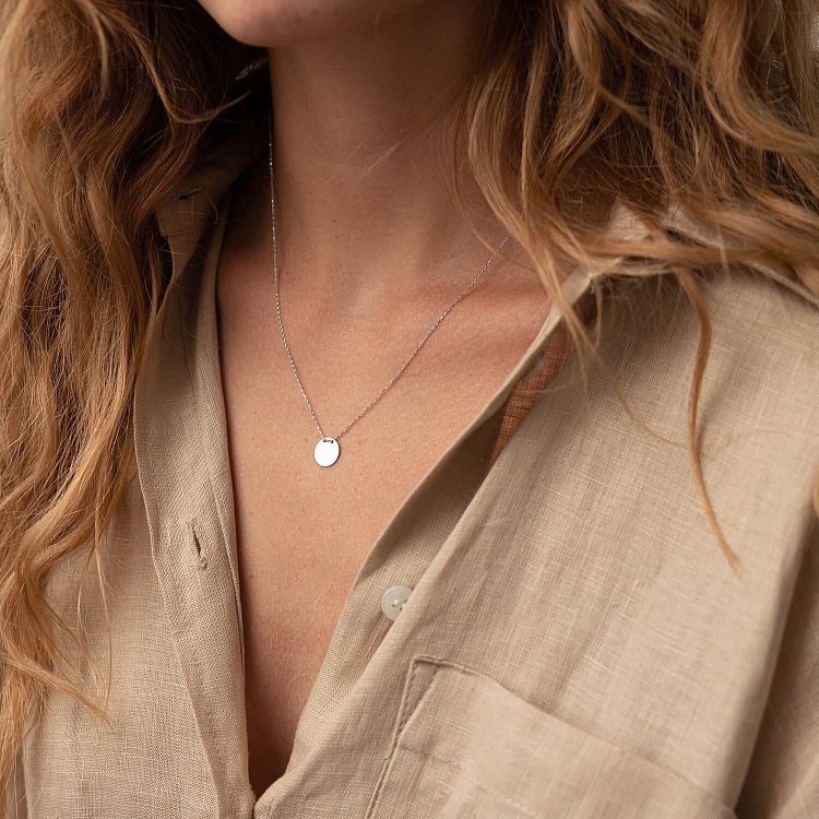 Кольє "Монетка" в білому золоті (можливе гравіювання) кол01742 від ювелірного магазину Онікс - 2