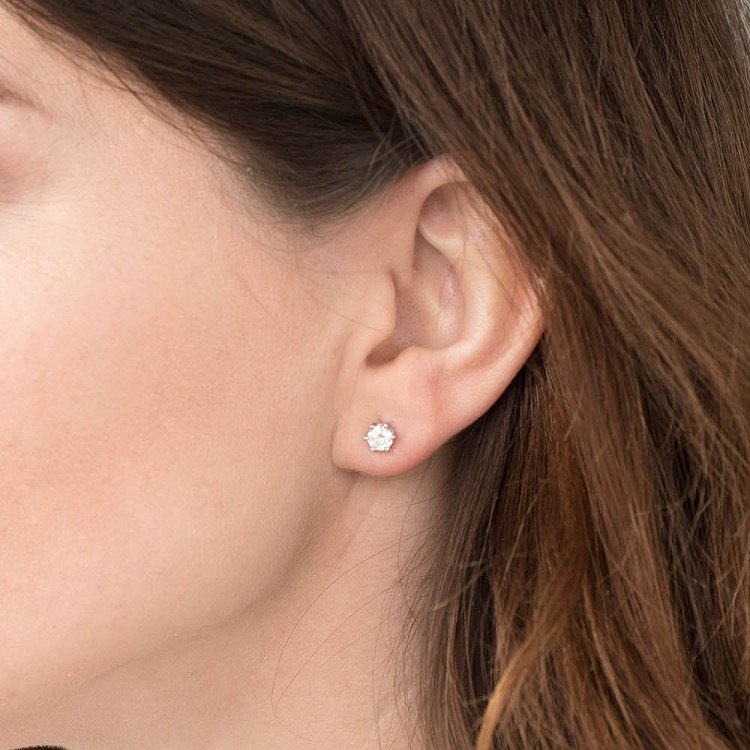 Золотые серьги-пусеты (бриллианты) е0465 от ювелирного магазина Оникс - 3