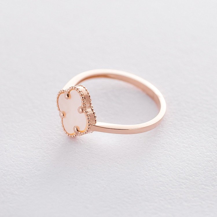 Золотое кольцо "Клевер" (перламутр) к06327 от ювелирного магазина Оникс - 4