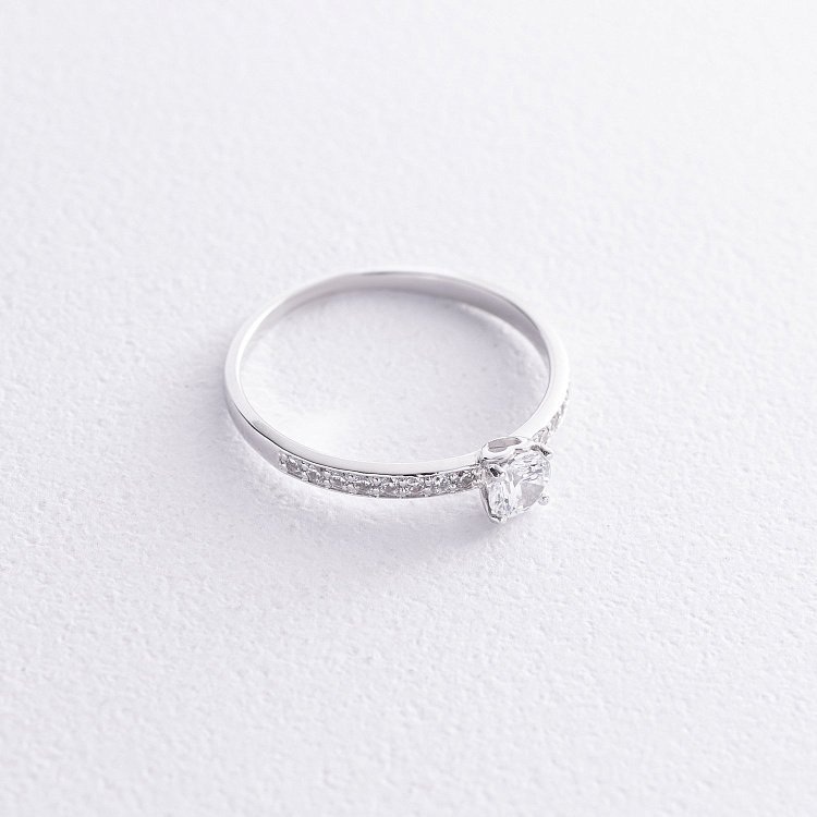 Золота заручальна каблучка "Сердечко" (фіаніти) к07599 від ювелірного магазину Онікс - 4