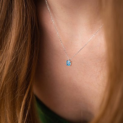 Золоте кольє "Альма" (блакитний фіаніт) кол02373 №2