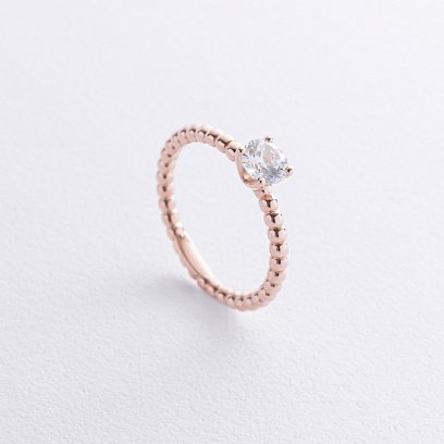 Помолвочное золотое кольцо с фианитом к08156