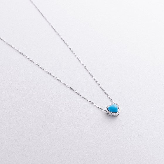 Золотое колье "Сердечко" (бирюза, бриллианты) колб0154sm №5