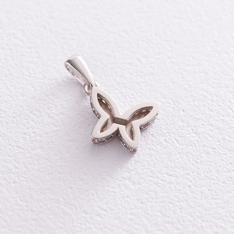 Золотая подвеска "Бабочка" с фианитами п03488 от ювелирного магазина Оникс - 2