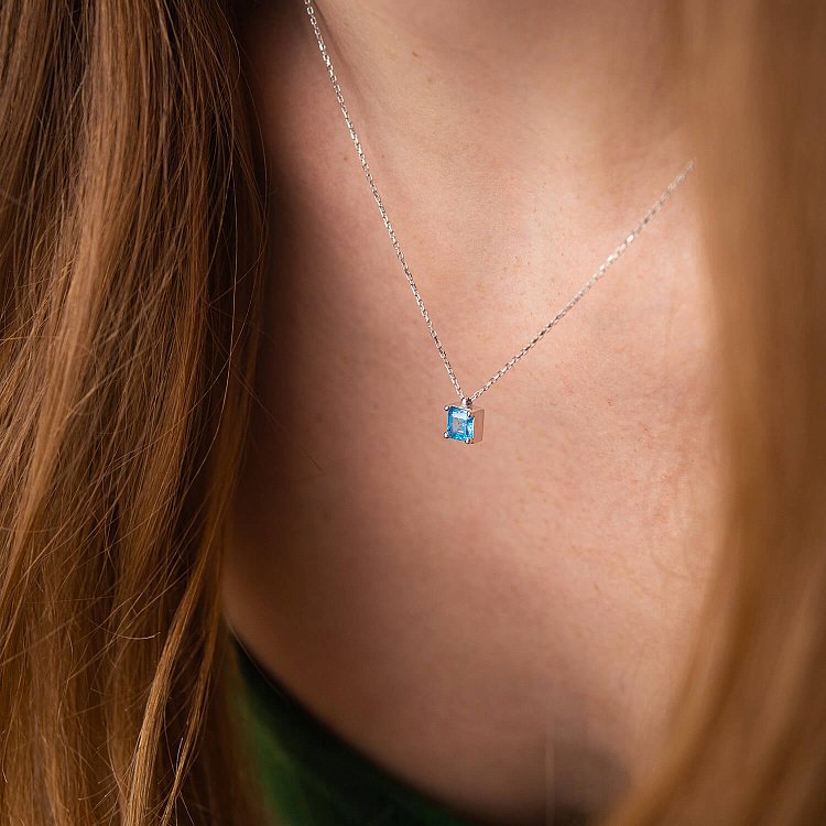 Золоте кольє "Альма" (блакитний фіаніт) кол02373 від ювелірного магазину Онікс - 3