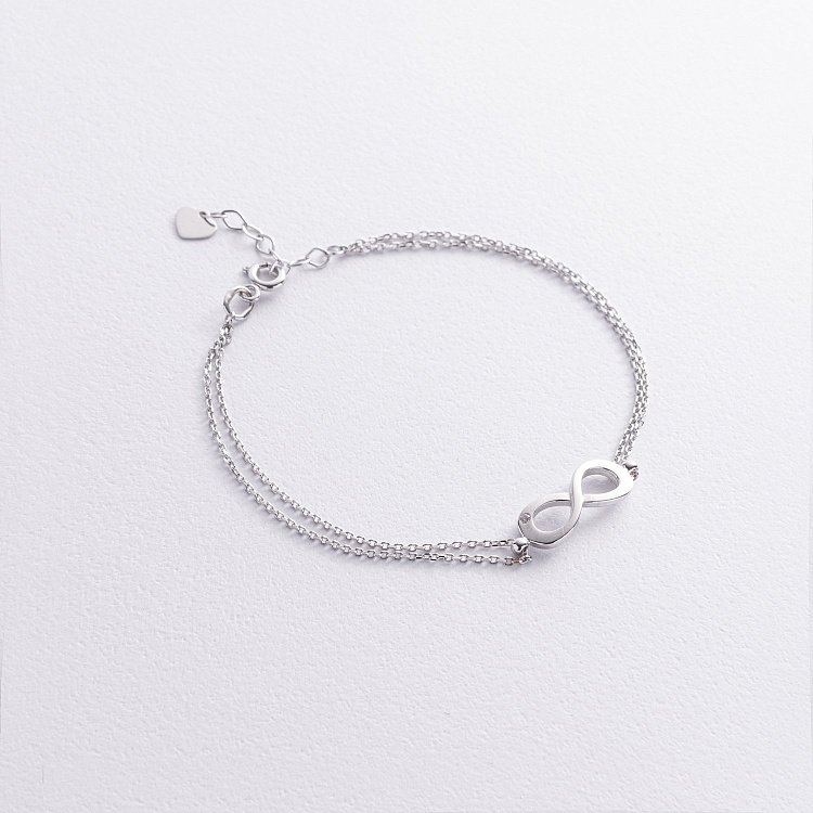 Браслет "Нескінченність" в білому золоті (фіаніт) б04856 від ювелірного магазину Онікс