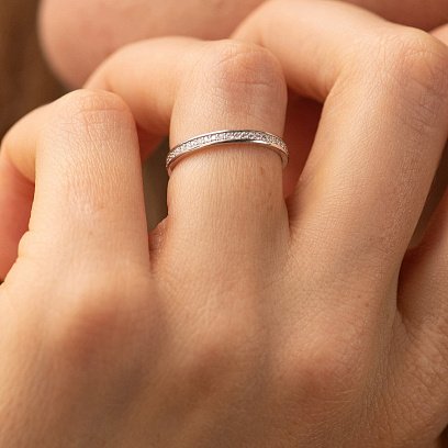 Каблучка з доріжкою діамантів (біле золото) 236721121 №2