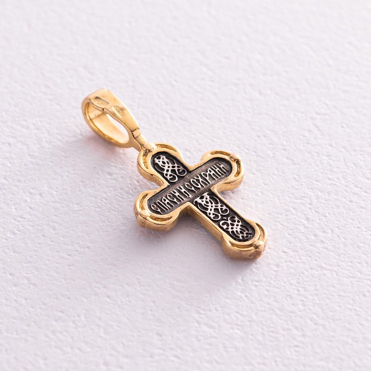 Серебряный крест "Распятие" с позолотой 132349 от ювелирного магазина Оникс - 4