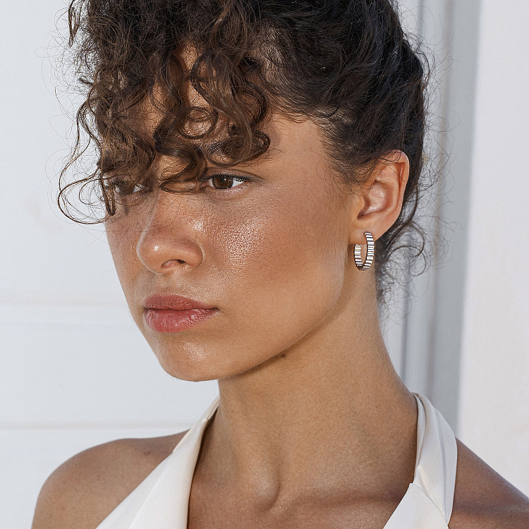 Серебряные серьги - кольца "Katrin" 7253с от ювелирного магазина Оникс - 3